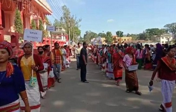 With Demand for Exemplary punishment to rapists, Jamatia community staged a protest at Amarpur Birganj PS With Demand for Exemplary punishment to rapists, Jamatia community staged a protest at Amarpur Birganj PS